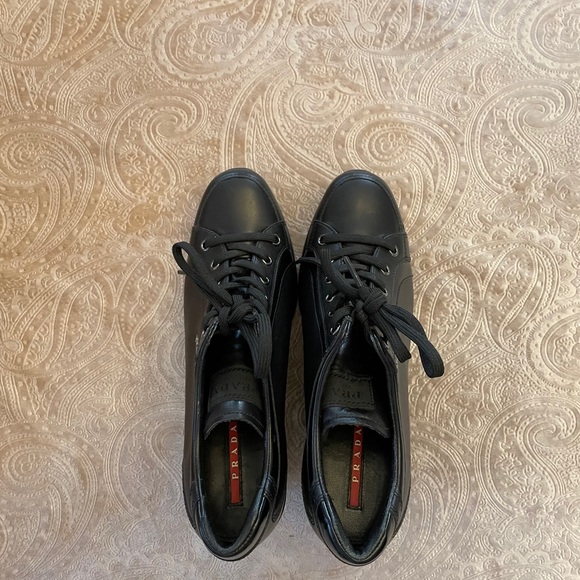 Prada Milano Wedge lace up Sneakers, Black - Picture 7 of 12